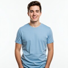 Fototapeta premium A loving mother and son pose together in a studio, sharing a heartwarming moment on a white background.