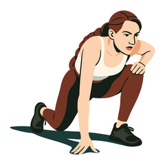 Obraz premium Athletic Woman in Ready to Run Position Illustration