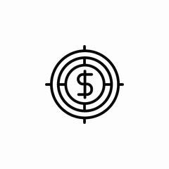 dollar target focus icon sign vector