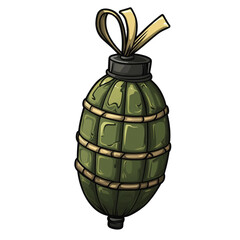 Green grenade with a yellow ribbon festive ordnance military explosive weapon danger