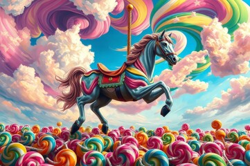 Whimsical Carousel Horse Adventure