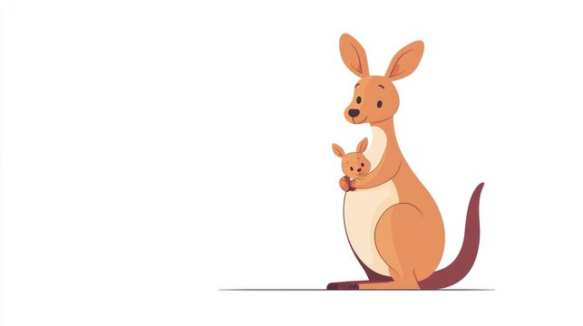 Cartoon kangaroo with joey