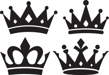 set of crowns silhouette vector