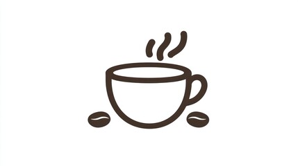 Simple icon of a steaming cup and beans