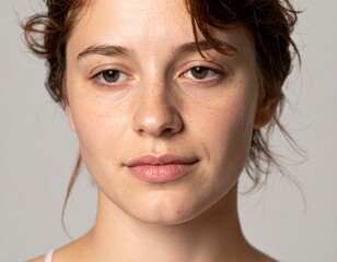 Portrait d'une femme au naturel, sans artifice., sans maquillage.