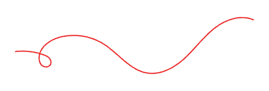 Red thread isolates on a white background. Red silk thread looped in a circle form, symbolizing vector thread of fate in tradition. .Line of red yarn, long red thread