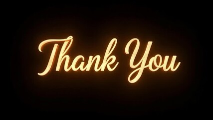 Glowing Thank You Message  Elegant Script Font  Warm Orange Light