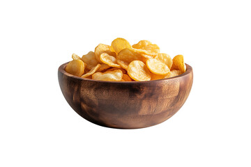 Golden Savory Chips in Bowl  Isolated Crunchy Snack Image, png
