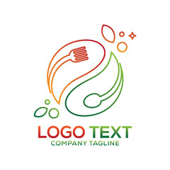 spoon logo with nature leaf creative logo design icon