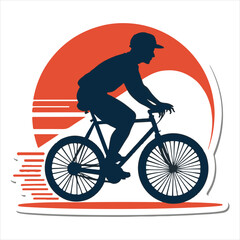 Obraz premium Cyclist silhouettes graphic illustration, mountain bike silhouette stock illustration, and bike lover graphic design.