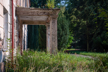 An abandoned historic old manor and palace in Maciejowice in Poland
