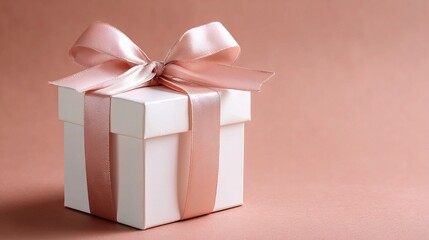 Obraz premium Elegant White Gift Box with Satin Ribbon on Soft Background
