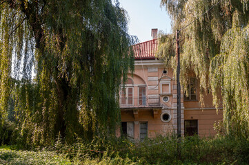 An abandoned historic old manor and palace in Maciejowice in Poland