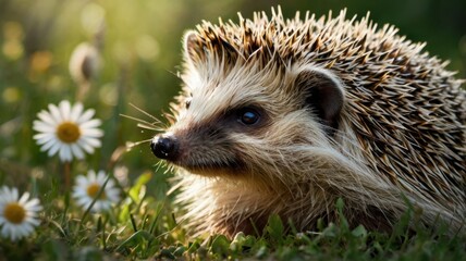 Hedgehog in a Field of Flowers