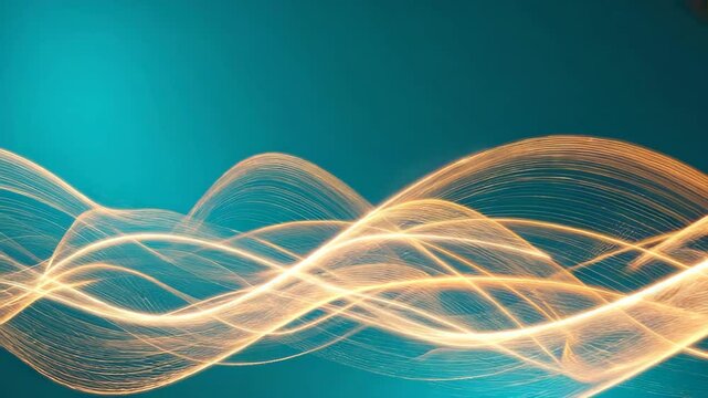 Interwoven golden waves over teal
