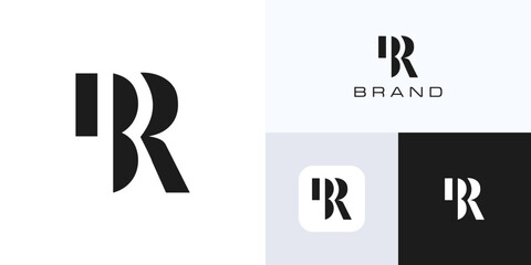Minimal letter B and R with geometric style, logo icon design vector illustration template, Elegant symbol initial alphabet BR, RB with monochrome color for brand identity and business company © Erips.id