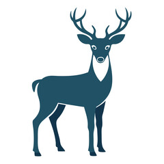 Obraz premium Stylized deer silhouette digital illustration featuring bold antlers in a graphic, minimalist style on a white background — perfect for nature prints, logos, tattoos, and decor