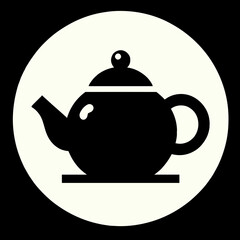 Obraz premium Black teapot vector icon in circular design for food industry and hospitality themes