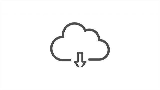 Uploading information from the cloud. The arrow moves down from the cloud. Animated icon for websites, apps, and creative design