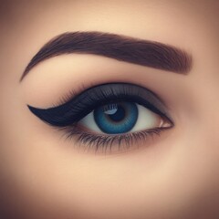 Obraz premium female eye with sharp winged eyeliner and thick lashes