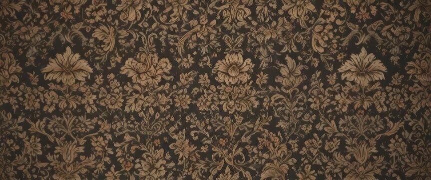 Intricate floral damask, classic wallpaper design, rich texture, damask,  vine,  decorative