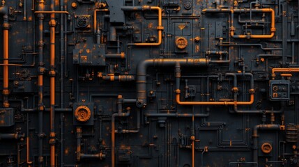 Fototapeta premium Industrial pipes and valves network