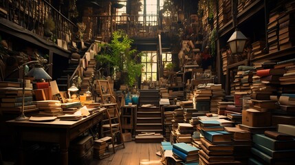 Obraz premium Image of cluttered American print room