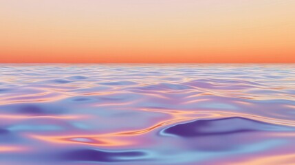 Pastel-colored water, smooth surface, sunset sky.