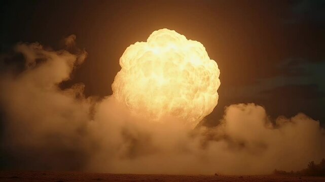 Night explosion mushroom cloud
