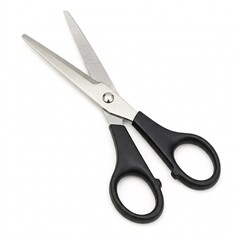Sharp scissors with black handles, stationery for cutting paper,