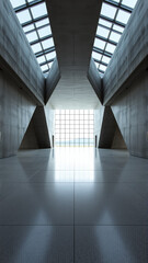 Empty spacious room with concrete walls