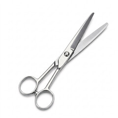 Metal scissors with sharp blades and round handles, cutting instrument,