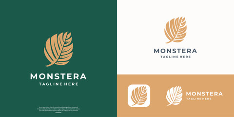 symbol of leaf monstera logo desgin inspiration.