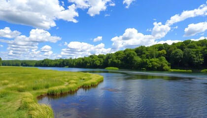 Fototapeta premium summer landscape with river