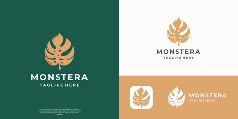 symbol of leaf monstera logo desgin inspiration.