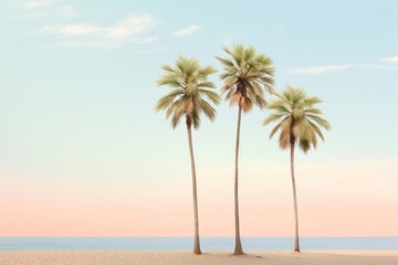 Painting of plam tree california border outdoors horizon nature.