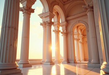 Obraz premium intricate columns ornate pediments facade architecture detail elegant design structure, building, fascade, integration, decoration, exterior, cornice