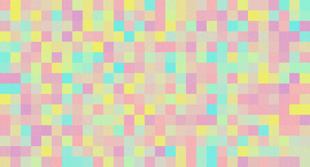 Pixelated pastel grid with a soft noise grainy texture and colorful abstract square layout