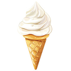 Delicious vanilla soft serve ice cream in a waffle cone a sweet summer treat