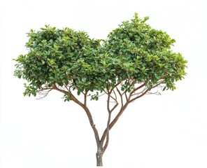 Small tree with dense, vibrant green foliage.  Two main trunks emerge from the base, forming a rounded crown.  Healthy and lush appearance against a plain white background