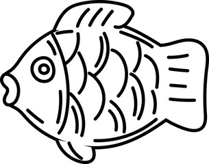 Goldfish - Japanese cultural icon in black and white line art, perfect for heritage-themed design and illustration