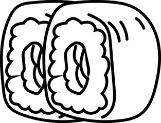 Obraz premium Mochi - Japanese cultural icon in black and white line art, perfect for heritage-themed design and illustration