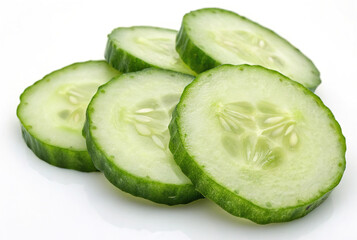 Cucumber slices isolated on white background