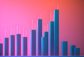 Fototapeta premium Blue graph on pink background,generative ai 