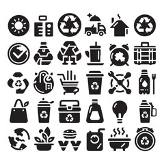 Fototapeta premium Recycle & zero-waste lifestyle icons