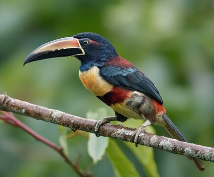 Black-necked aracari, Pteroglossus aracari, in the wild