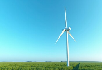 Fototapeta premium innovative wind turbine modern design clean energy vibrant blue sky iconic sustainable technology, renewable, innovation, eco, environment, power
