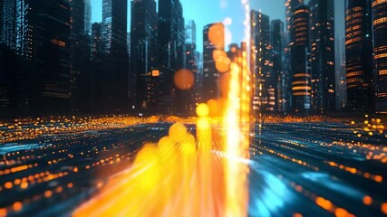 Futuristic tech hub with dynamic holographic data visualizations - Powered by Adobe