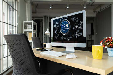 Customer relationship management system on modish computer for CRM business and enterprise