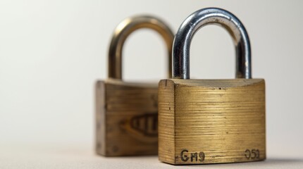 Fototapeta premium Golden padlock with glowing key floating nearby